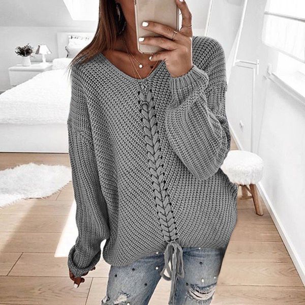 

autumn winter knitted sweaters women 2019 loose sweater women pullover jumper v-neck long sleeves sweaters femme, White;black