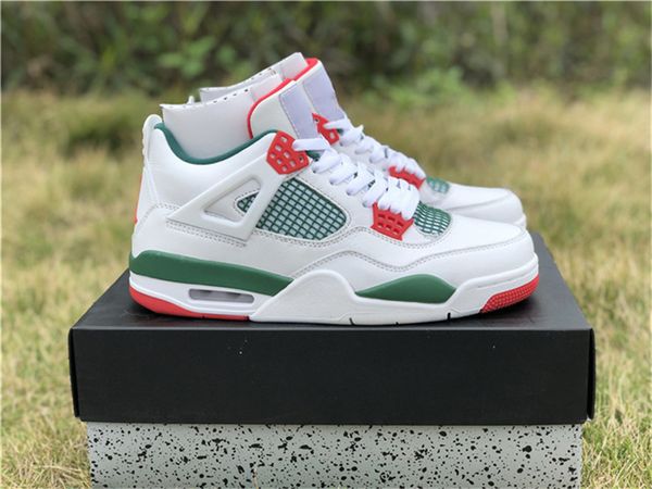 

2019 limited 4 nrg white pizzeria for men basketball shoes gorge green white varsity red aq3816-063 authentic sports shoes with box, White;red
