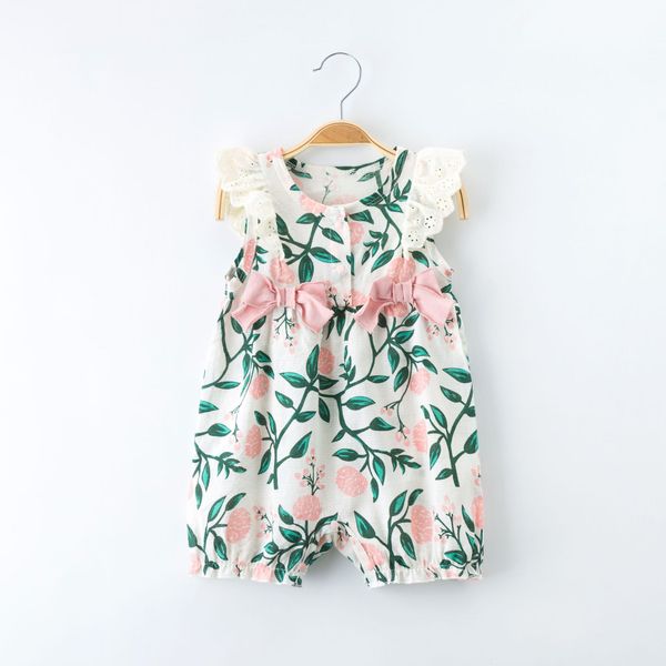 

baby girl clothing romper 100% cotton o-neck full flower lace flying sleevele girl romper girl summer infant clothingl romper 0-2t, Blue