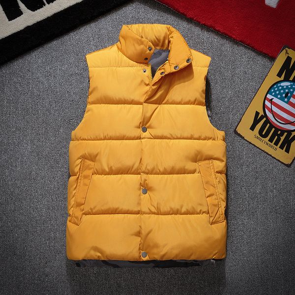 

2019 men's collar and vests teenagers new winter thickening eiderdown cotton vest, Black;white