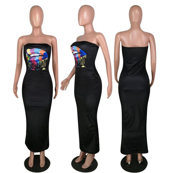 

women clothes dresses rainbow lips print summer brand designer vest sleeveless dress lip fashion casual skirt bodycon dresses d61003, Black;gray