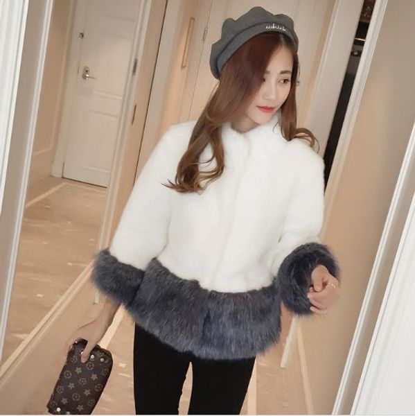 

furry 2019 winter women's faux fur coat artificial fur overcoat furry jacket femme short fake outwear q925, Black