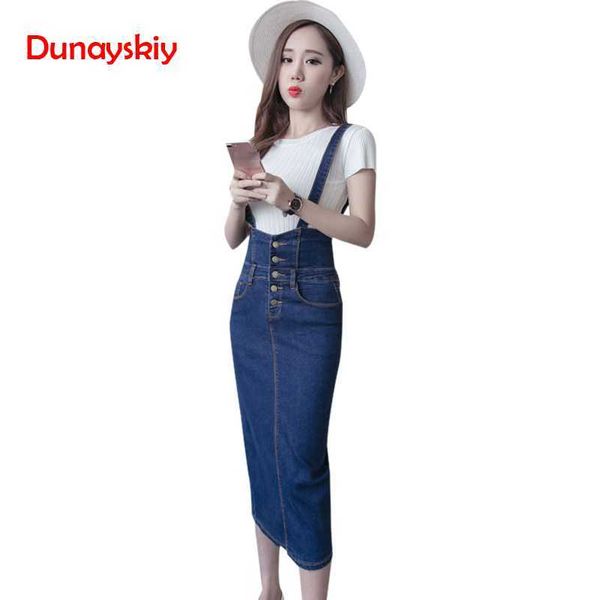 

new single-breasted vintage jeans skirts denim split long skirt high waist slim casual women's jeans skirts plus size 3xl, Black