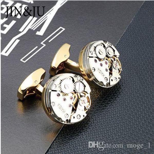 

jin&ju watch movement cufflinks for immovable steampunk gear watch mechanism cuff links for mens relojes gemelos