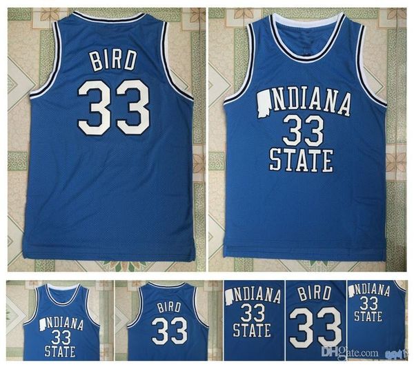 

высшее качество ! 33 ларри берд джерси ncaa штата индиана сикаморес blue springs valley high school swingman college basketball джерси, Black