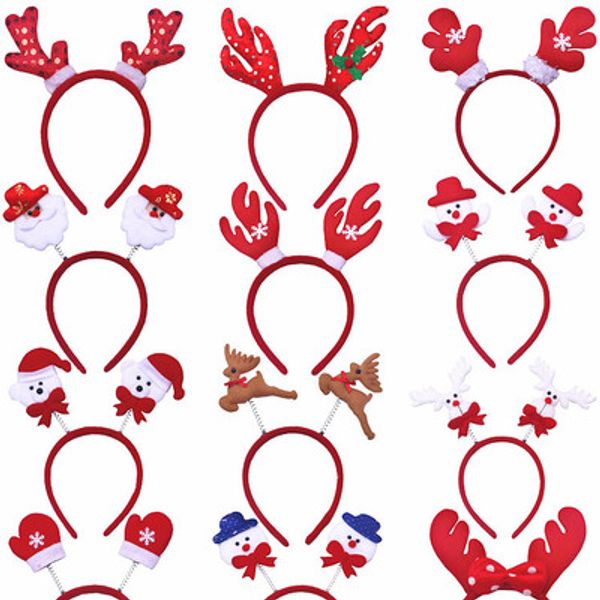 

10pcs christmas headband christmas head buckle headband clip cartoon old man snowman antler child luminous toy