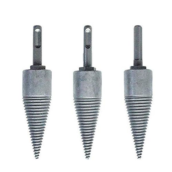 

firewood machine drill tool wood reamer punch bit split woodwork cone drilling tool handle chopping bit (3pcs(hex shank + round