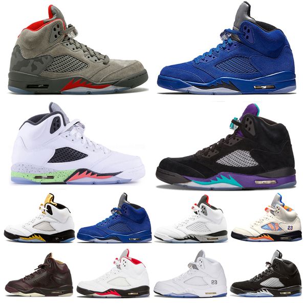 

classic 5 5s og black metallic white cement mens basketball shoes blue suede olympic gold medal fire red sports sneakers shoes us 7-13