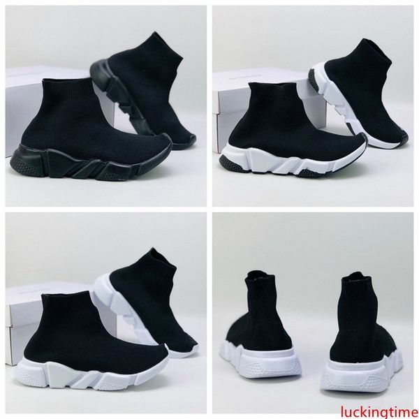 

2020 ace luxury designer kids sock shoe speed trainer black red triple black socks boy girl children sneakers trainers running shoes