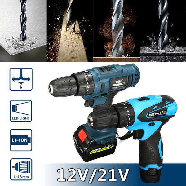 

21v/12v cordless electric drill screwdriver wireless power double lithium-ion battery electric screwdriver power tools