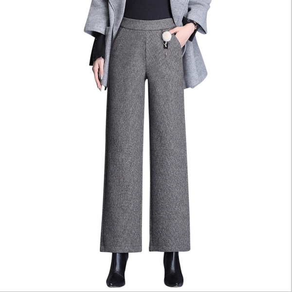 

high waist woolen trousers wide leg pants women 2019 korean pants women autumn and winter new loose casual trousers 1215, Blue