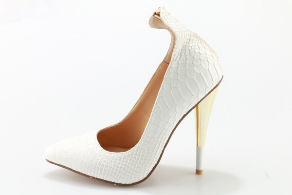 

spring fashion white python leather women pointed toe pumps zipper back finger high heel ladies dress shoes slip on pumps, Black