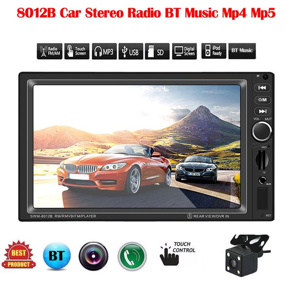 

omeshin car multimedia mp4 mp5 player audio stereo car radio 2 din 7" hd screen digital display audio aux bt fm 92