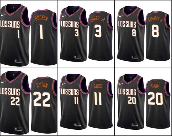 

mens phoenix suns devin booker deandre ayton kelly oubre jr. ricky rubio custom black 2019-20 city edition nba basketball jersey
