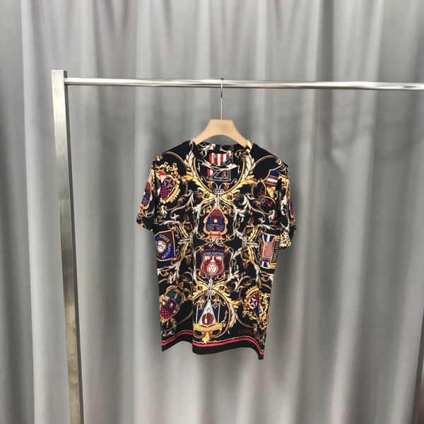 

2020ss весной и летом новый высококачественный хлопок печати короткий рукав круглый шею панель t-shirt размер: -l-xl-xxl-xxxl цвет: черный, White;black