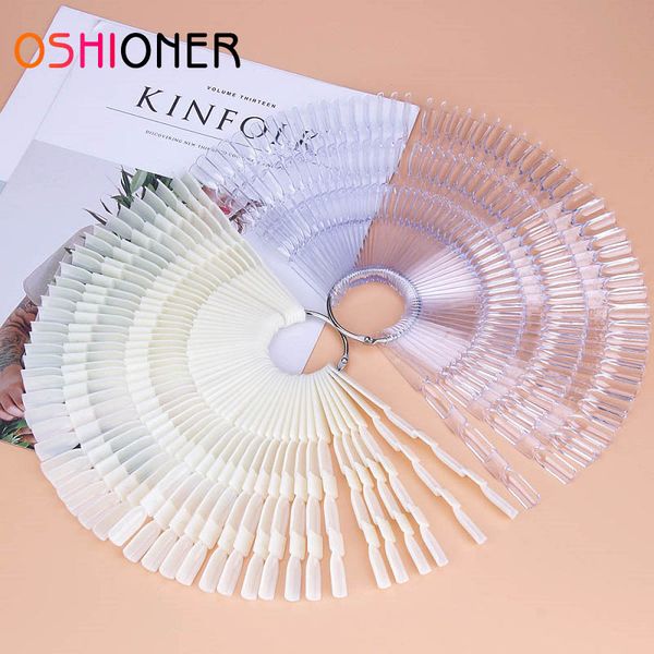 

oshioner 30/75/150pcs nail polish swatch smooth plastic nail art tool 3 in 1 sample practice training nails with removable ring, Red;gold