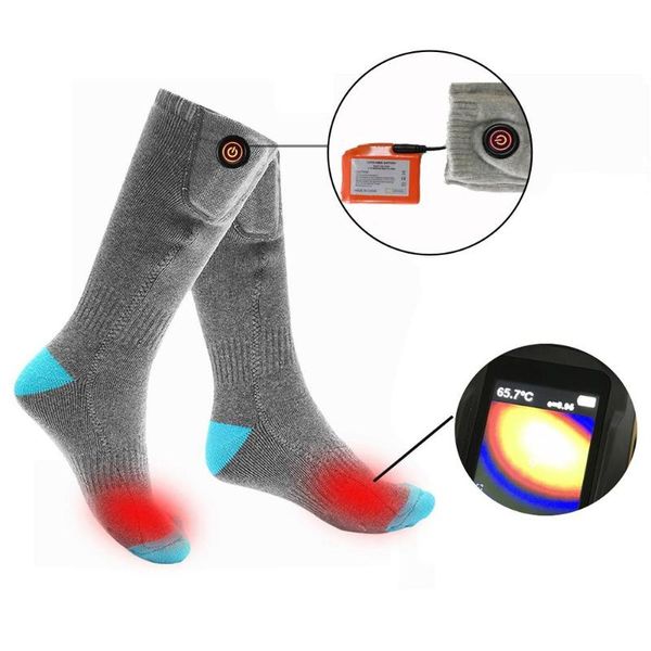 

cotton heated socks 1pair outdoor winter skiing bicycle foot warmer electric sport warming sock 3.7v battery rechargeable, Black