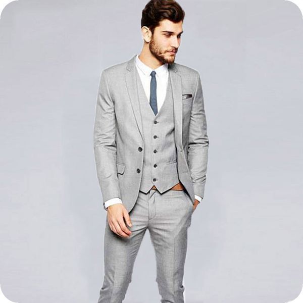 

men suits grey business suits groom wedding tuxedos groomsmen 3pieces slim fit man blazer custom made costume homme jacket+pants+vest, Black;gray