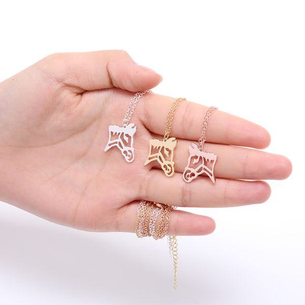 Wholesale Cut Out Origami Horse Head Pendant Charm Necklace Outline Animal Unicorn Face Chain Necklaces For Equestrian Women Cowgirl Gifts Key