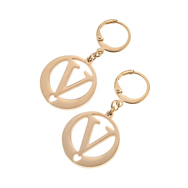 

stainless steel gold color initial alphabet earring monogram trendy round jewelry letters pendant earring from a-z (v), Silver