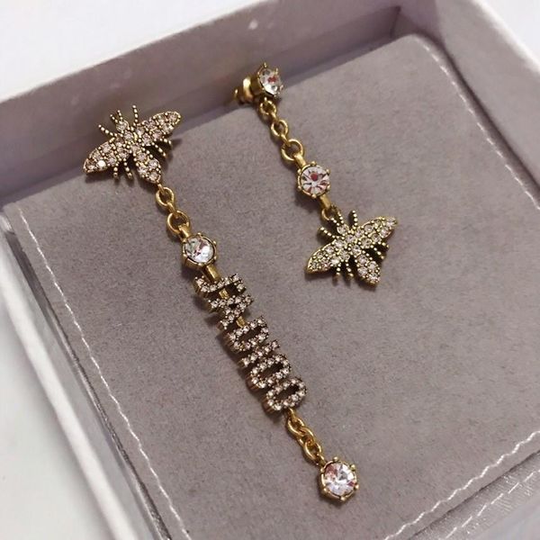 

selling luxury bee and diamond asymmetric designer earrings luxury designer jewelry women earrings, Golden