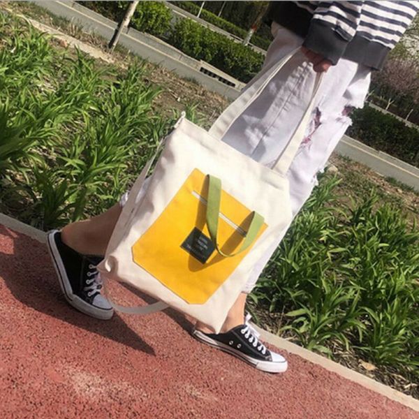 

New Fashion Girls Women School Shoulder Bag Tote Fashion Women Handbags Travel Canvas Crossbody 2019 Color Black White Yellow