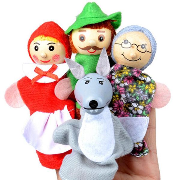 

baby cartoon fairy tale people finger puppets wooden theater soft doll kids educational toys for children gift play bedtim storysui0113