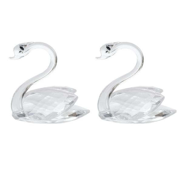 

crystal art crafts swan statue and sculptures decor with gift box - 2pcs