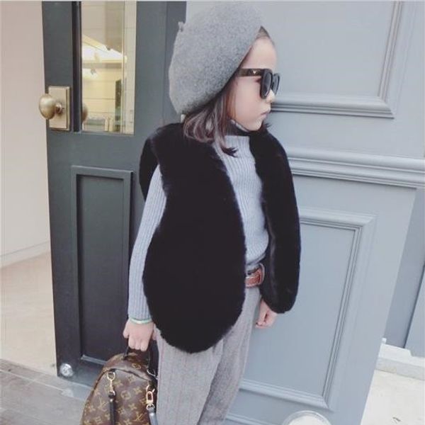 

clobee autumn winter baby girls faux fur waistcoat warm jacket snowsuit outerwear children kids clothes fake fur overcoat f235, Blue