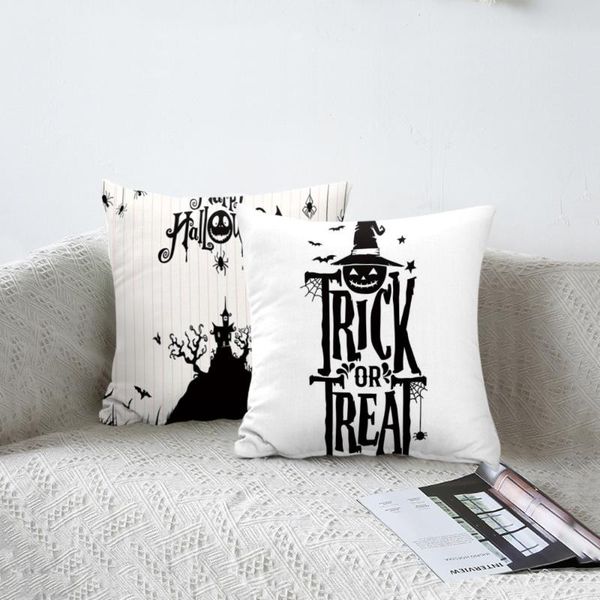 

хэллоуин подушка обложка trick treat подушка минимализм blackwhite печатный декоративные подушки чехол для диван спальня