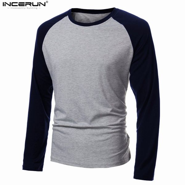 Bahar erkek Uzun Kollu T Gömlek Patchwork O-Boyun Streetwear Beyzbol Rahat T-Shirt Moda Erkekler Tee Tops Artı Boyutu 4XL 2019
