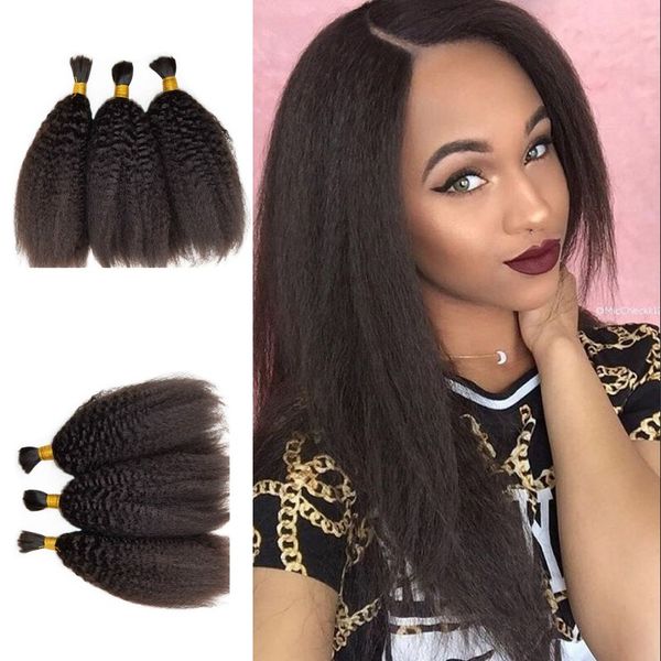 Kinky Straight Hair Bulk Malaysian Peruvian Human Hair Bulk For