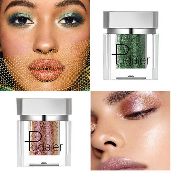

pudaier new basic glitter eye shadow shimmer diamond shine highlighter powder pigment make up cosmetics 100pcs/lot dhl