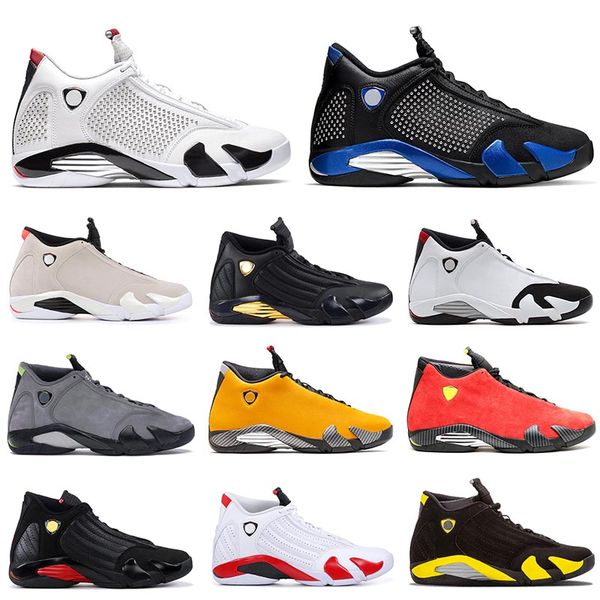 

new 14 14s spm reverse jumpman last smen basketball shoes black blue thunder red suede last sthunder black yellow dmp sneakers, White;red