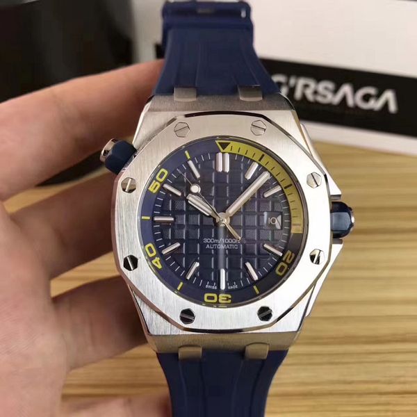 

топ продаж лучшее качество часы наручные часы корпус из нержавеющей стали цвет каучуковый ремешок автоматические механические часы мужские м, Slivery;brown