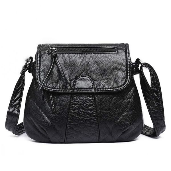 

alcevr women messenger bags black soft pu leather shoulder crossbody bag fashion women lady purse handbags