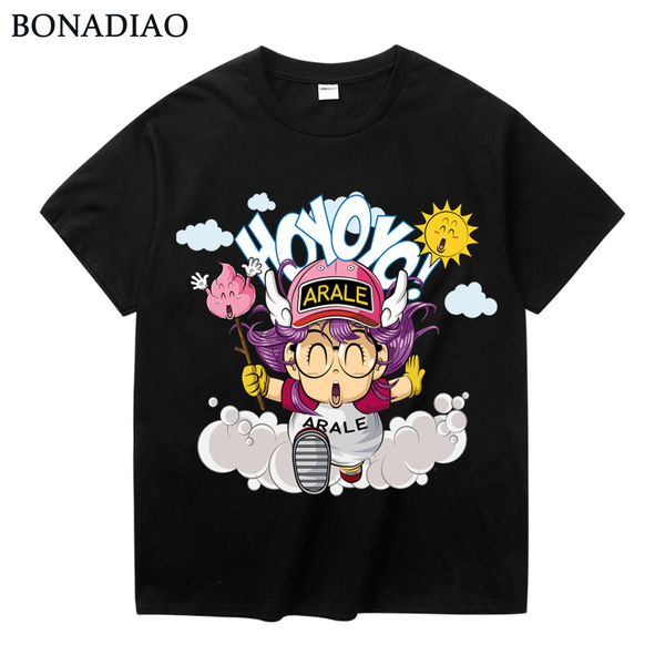 

men's t-shirts classic anime dr. slump arale shirt popular cartoon cotton tees to 2xl, White;black