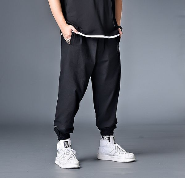 

7xl 6xl 5xl xxxxl plus size harem pants men 2020 mens wool hip hop plaid sweatpants male winter casual joogers pants, Black