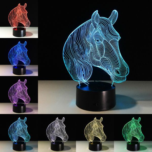 

usb novelty gifts 7 colors changing animal horse led night lights 3d led desk table lamp as home decoration kids gift dropship