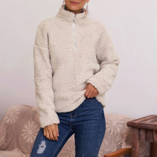 

осень и зима стенд воротник плюшевый пуловер sweatershirt твердые молнии тонкий мягкий толстовки пуловеры толстовка черный xl, Black