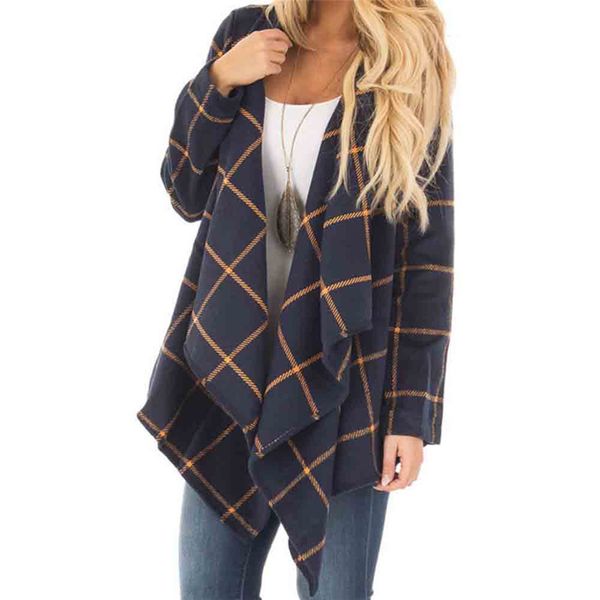 

jacket women warm coat female all-sleeve plaid shirt with warm wide female jackets lapel cardigan trench coat streetwear, Black;brown