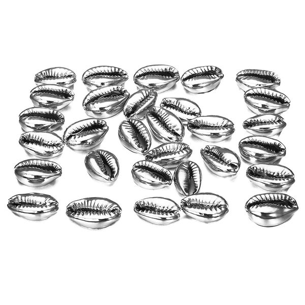 

ldpf 30pcs electroplate silver spiral shell beads accessories cowrie seashell charms for diy craft making jewelry