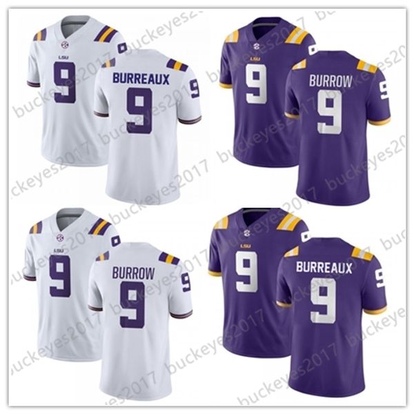 

new arrival 9 burreaux 9 joe burrow lsu tigers 150th 125th purple white sell jerseys, Black