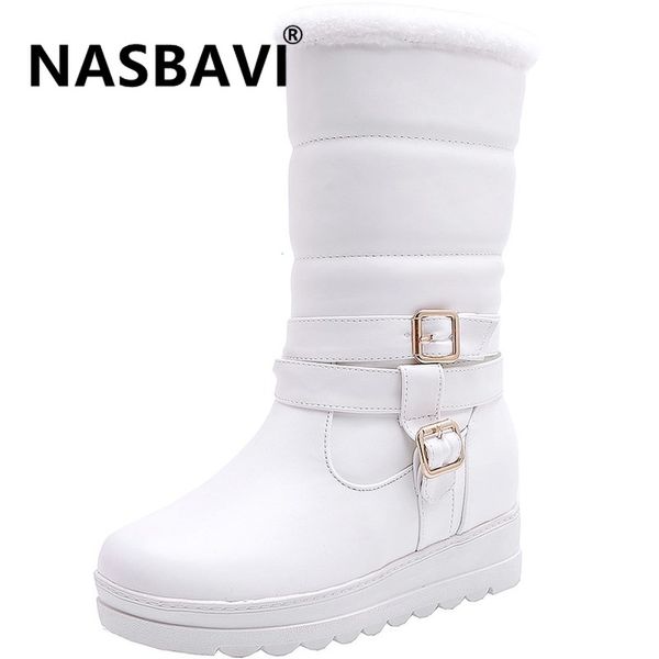 

2019 new classic pu women winter ankle boots snow boots female warm plush round head buckle short boot size 34-42, Black