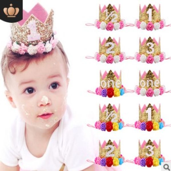 

50pcs/lot diy simple multi fabrics crown paillette headbands baby birthday party hair band styling tools accessories ha621, Brown