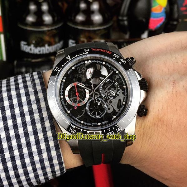 

14 color refit edition f1 116500ln skeleton dial japan vk quartz chronograph 116520 mens watch ceramics bezel rubber strap sport watches, Slivery;brown