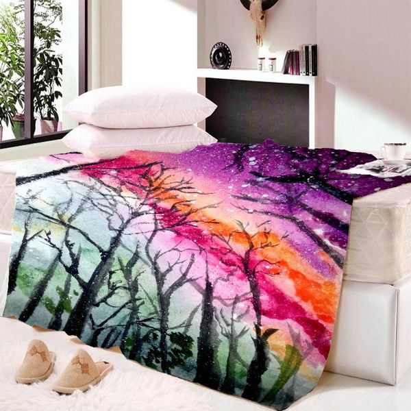 

shining stars microfiber bed blanket pink and violet throw blanket for woman girls home textiles mantas 150x200cm