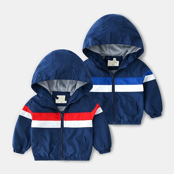 

boys coat autumn 2020 new boy zipper hooded jacket fashion simple, Blue;gray