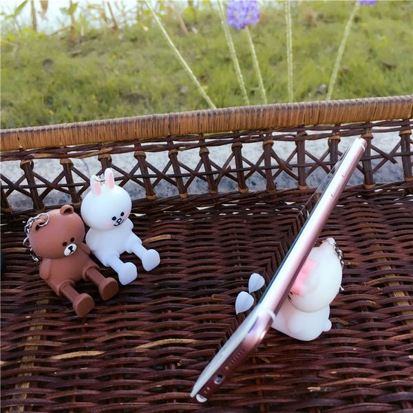 

kitty cartoon stereo mobile phone bracket cartoon brown bear bag hanging ornaments can be rabbit mobile phone shell pendant portable new mob