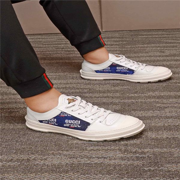 

highest version brand small white shoes men's leather breathable wild fashion men's shoes canvas flat casual shoes size: 38-45 02, Black